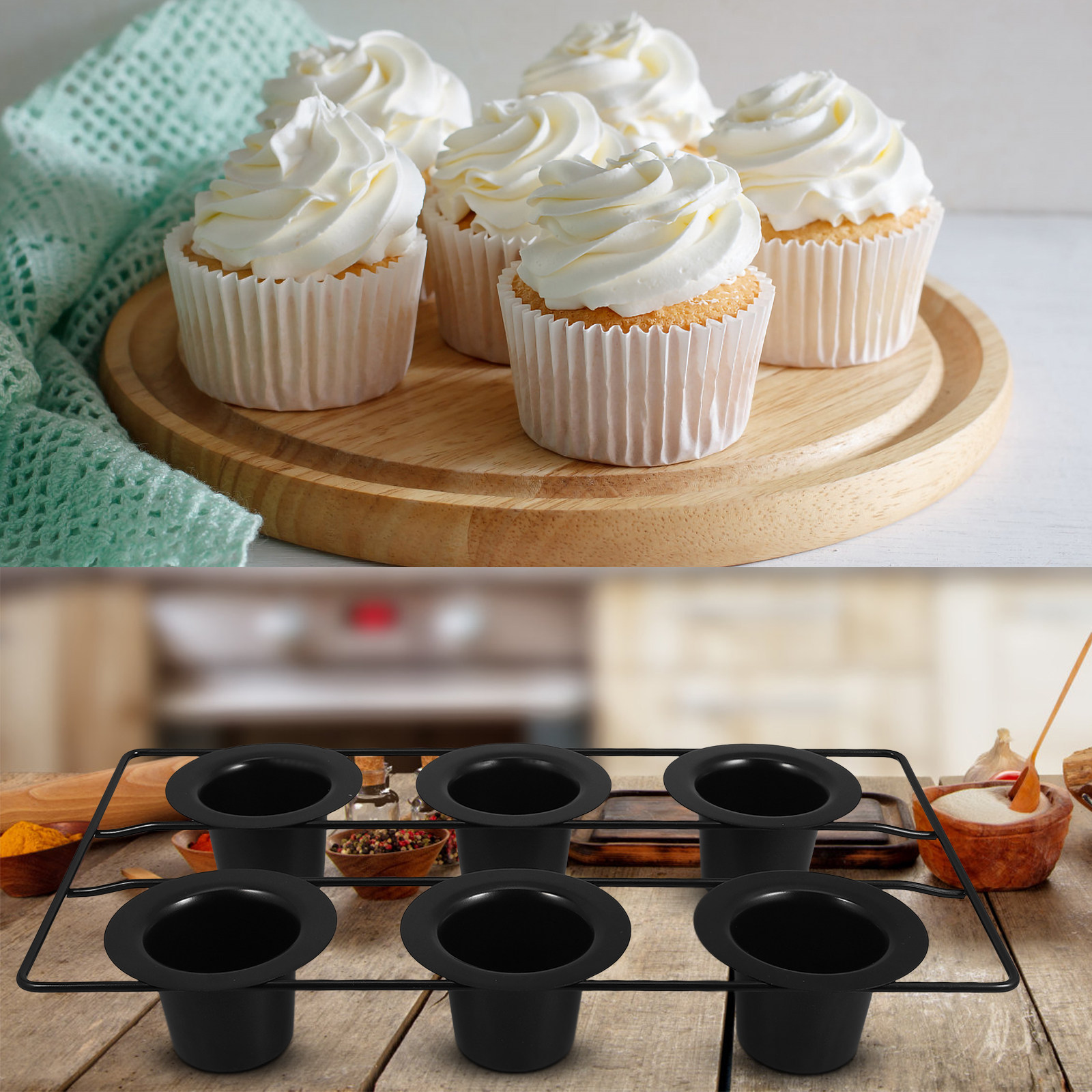 Muffin Tin Nonstick - Forma Antiaderente de Aço Carbono Preto