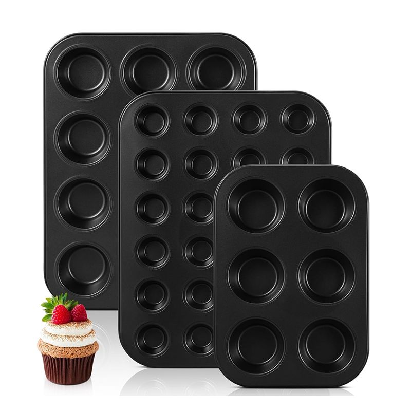 Muffin Tin Nonstick - Conjunto Essencial com 3 Formas Antiaderentes