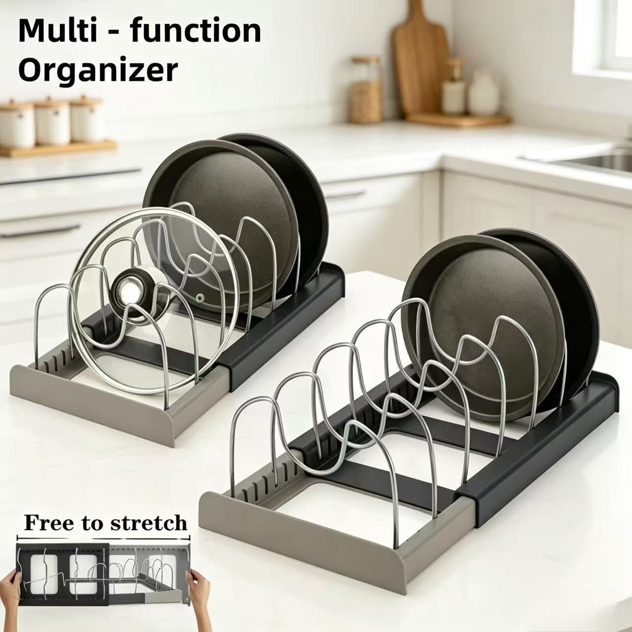 Kitchen Baking Pan Organizer - Suporte Telescópico para Panelas com 7