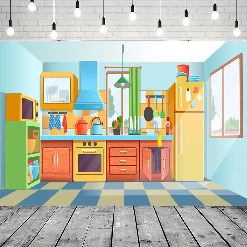 Kitchen Baking Background - Fundo fotográfico para crianças, desenho animado,