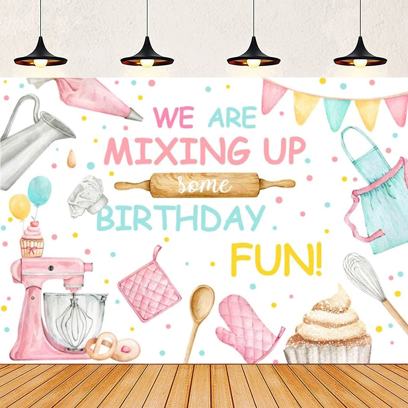 Kitchen Baking Background - Fundo de Fotografia de Aniversário Rosa