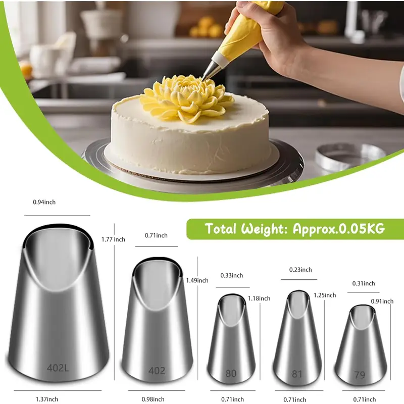 Conjunto de 5 bicos de confeit - Kitchen Baking Kit avaliação e preço